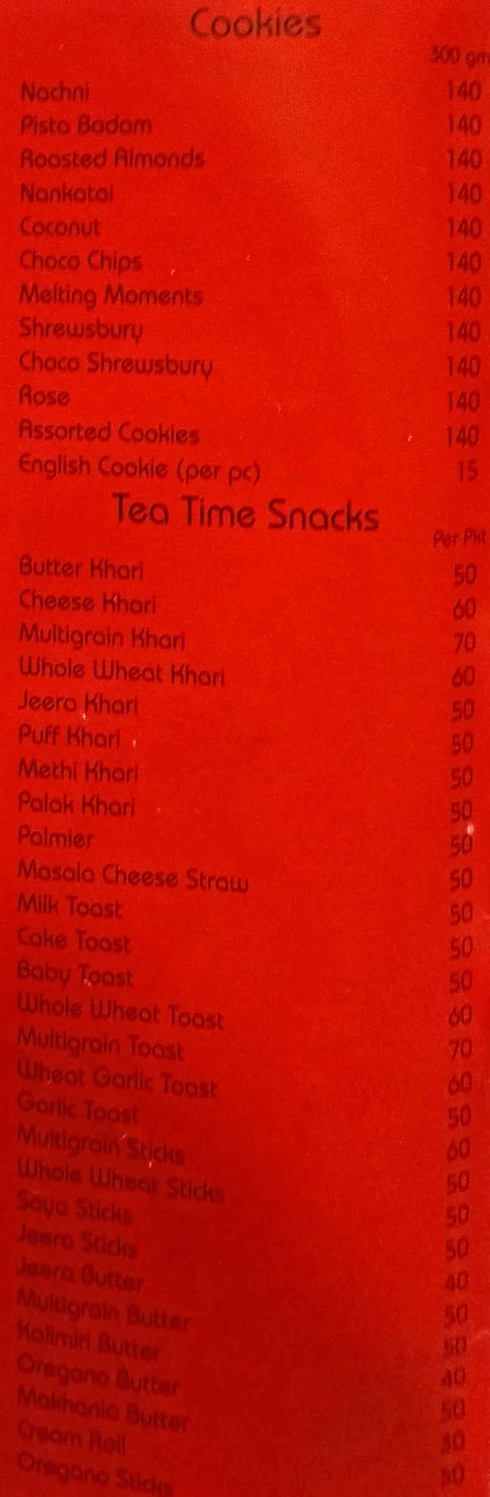 menu