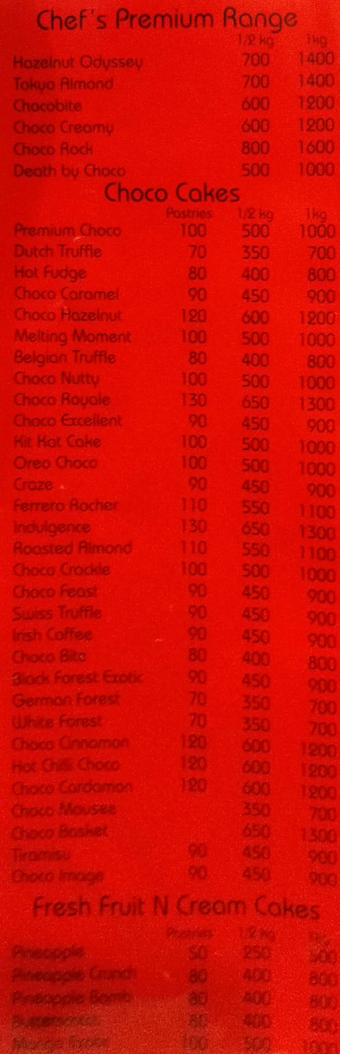 menu