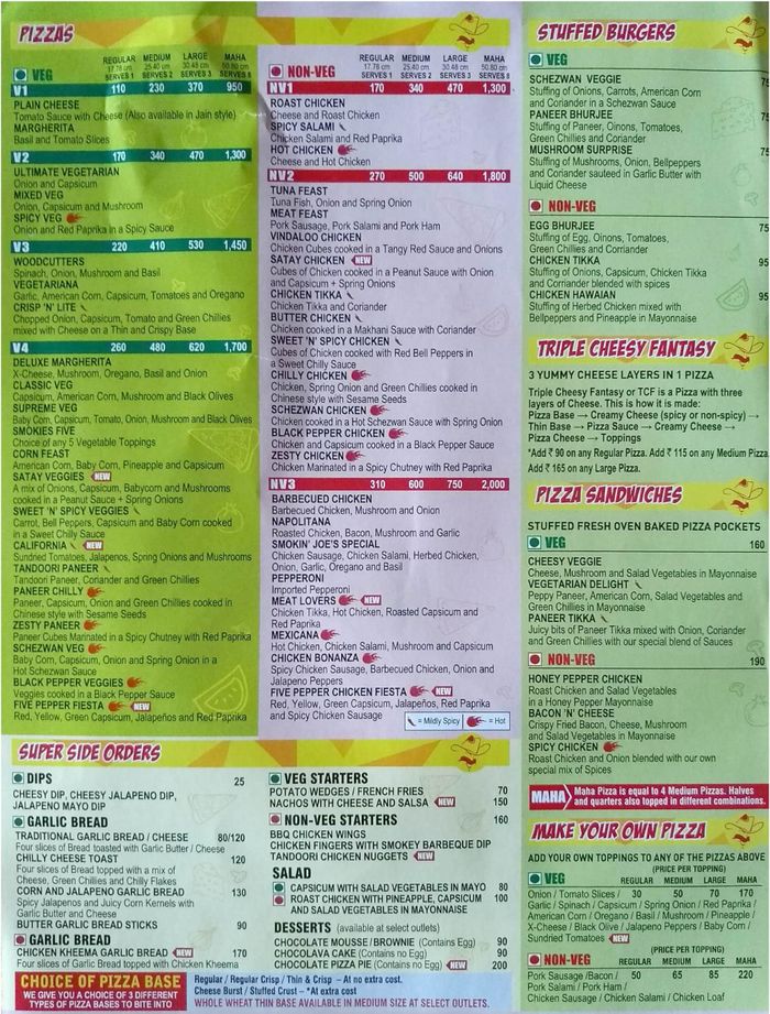Smokin' Joe's Menu and Price List for Ghatkopar West, Mumbai