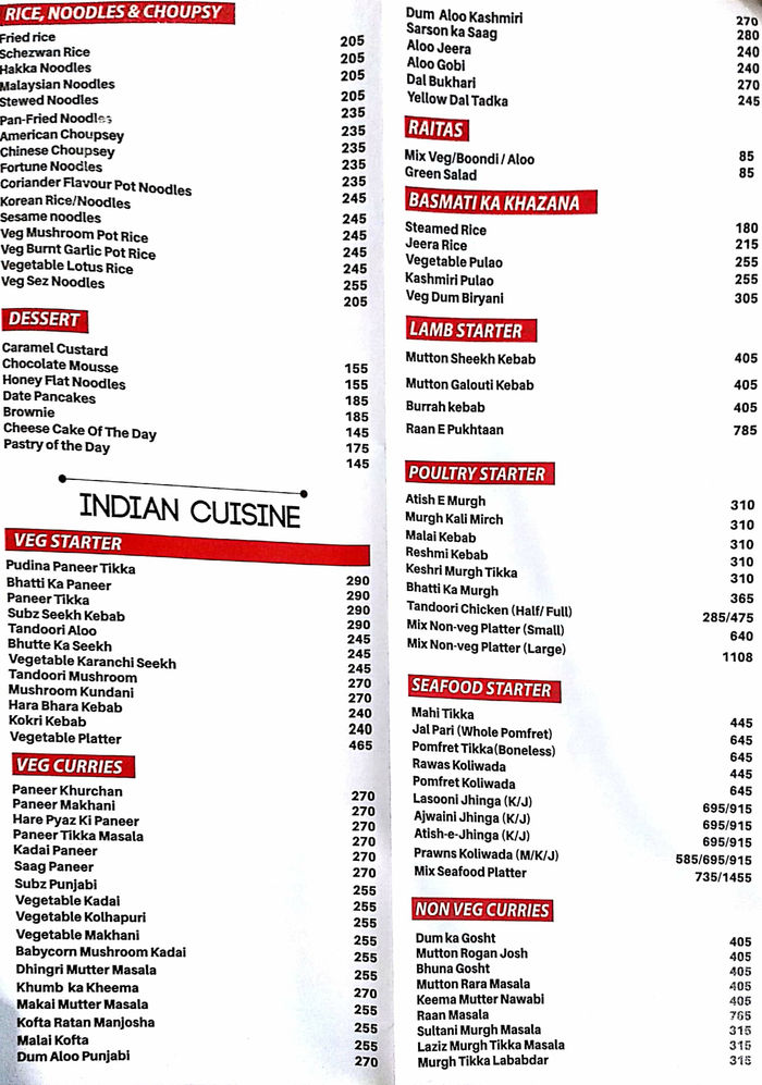 menu