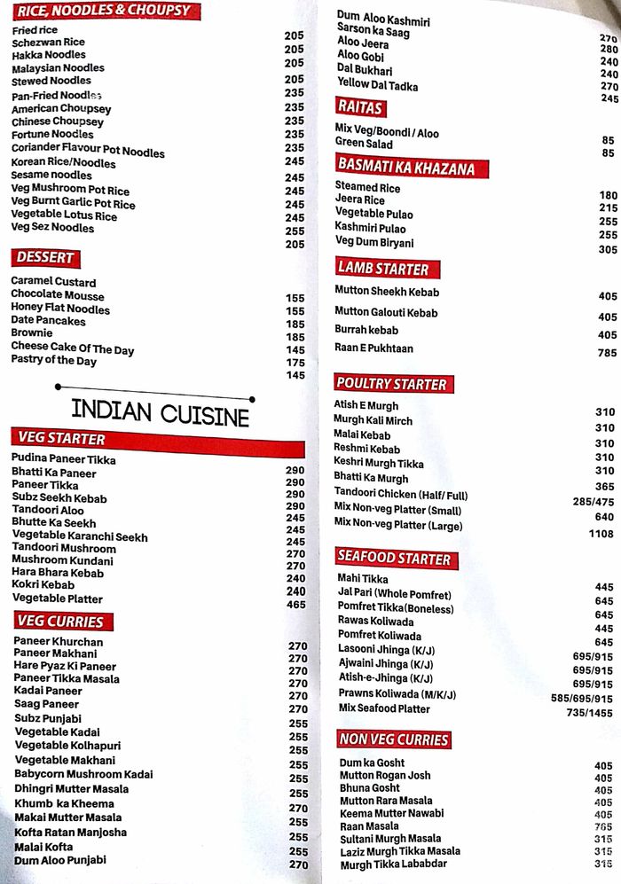 menu