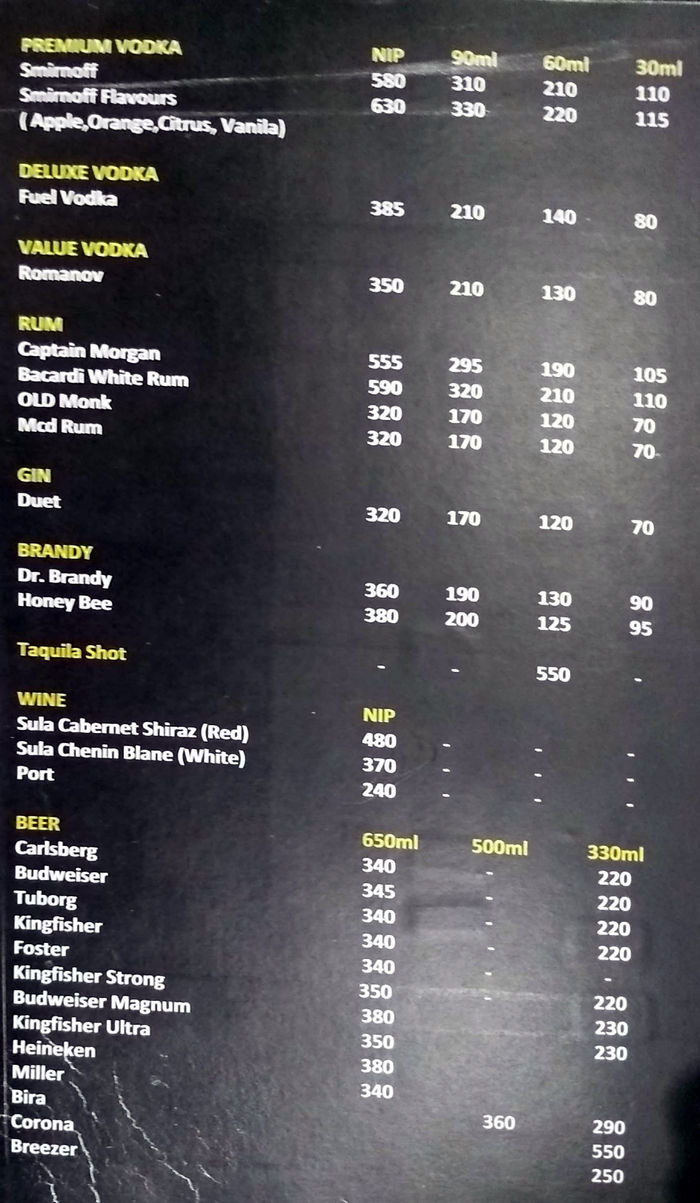 Kunal Bar And Restaurant Menu and Price List for Ghatkopar West, Mumbai