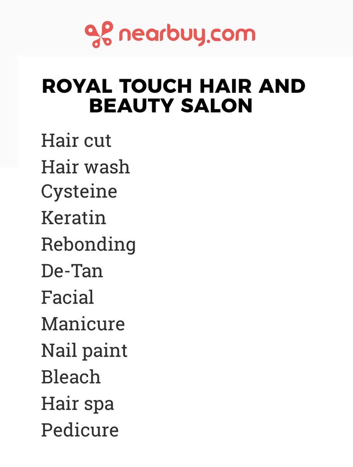 Royal Touch Hair and Beauty Salon Menu and Price List for Ghatkopar West,  Mumbai 