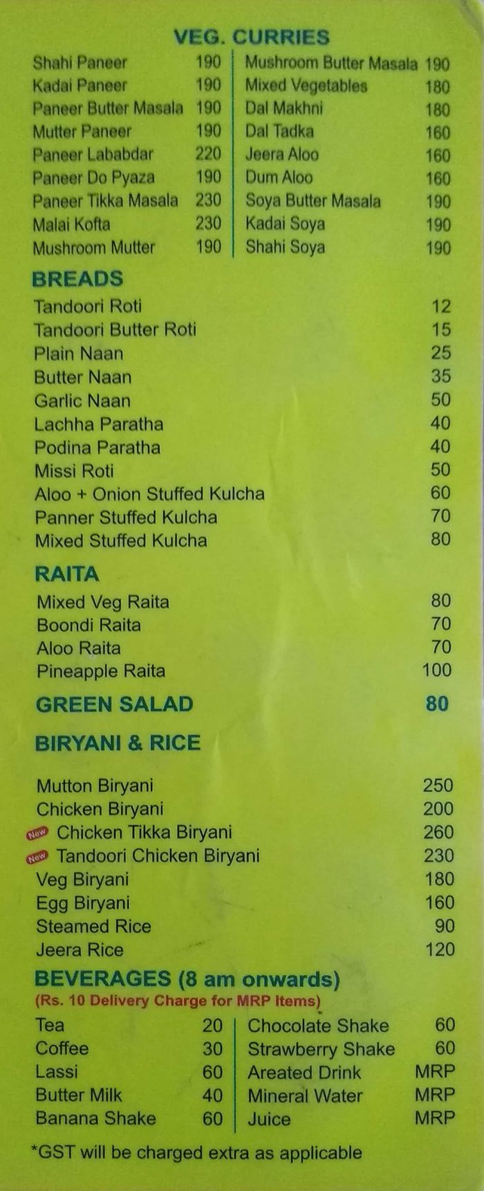 Chakna Menu And Price List For Upsidc Site 4, Greater Noida 