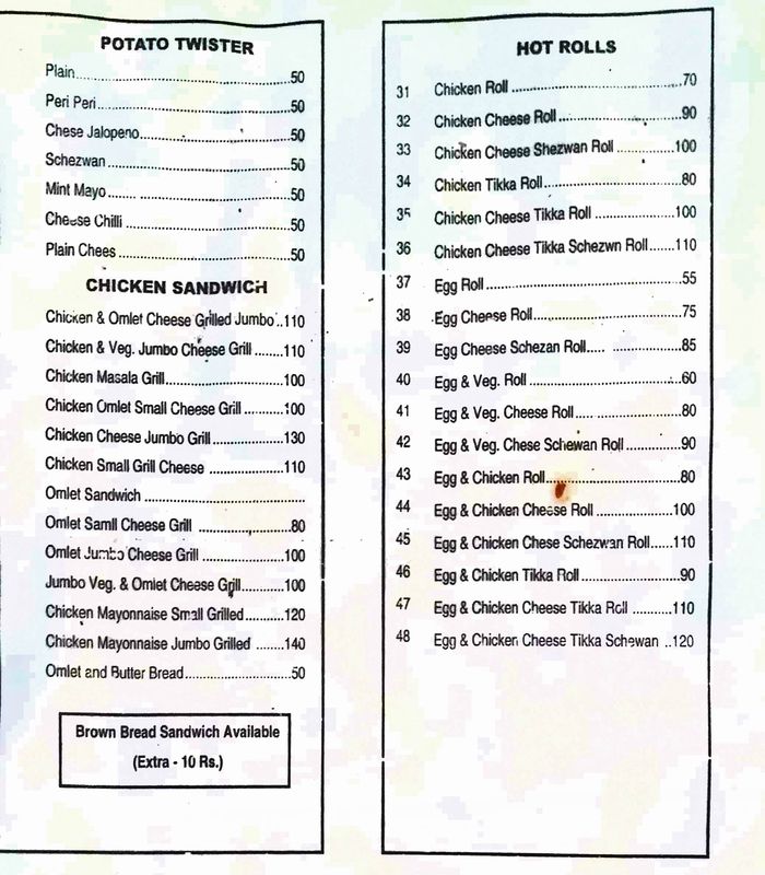 menu