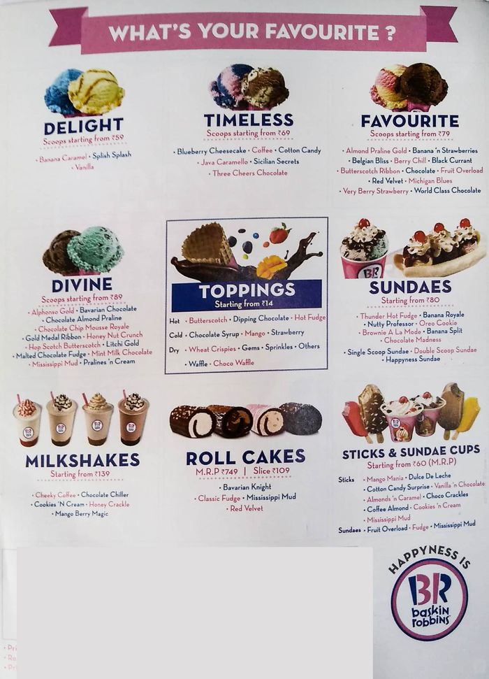 Baskin Robbins Menu And Price List For Worli Mumbai Nearbuy Com