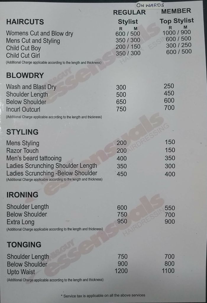 Toni Guy Essensuals Packages And Price List For Jp Nagar Phase