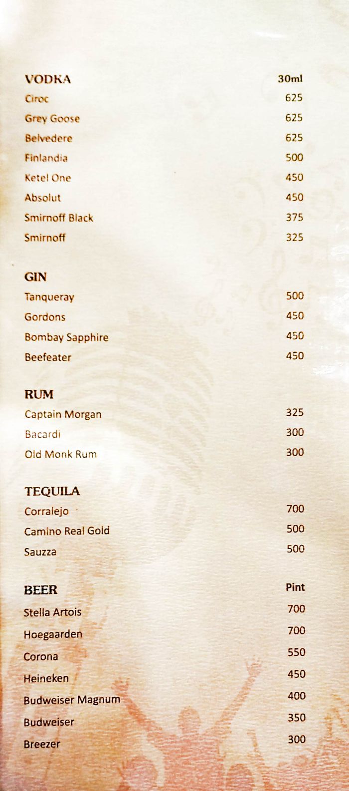 menu