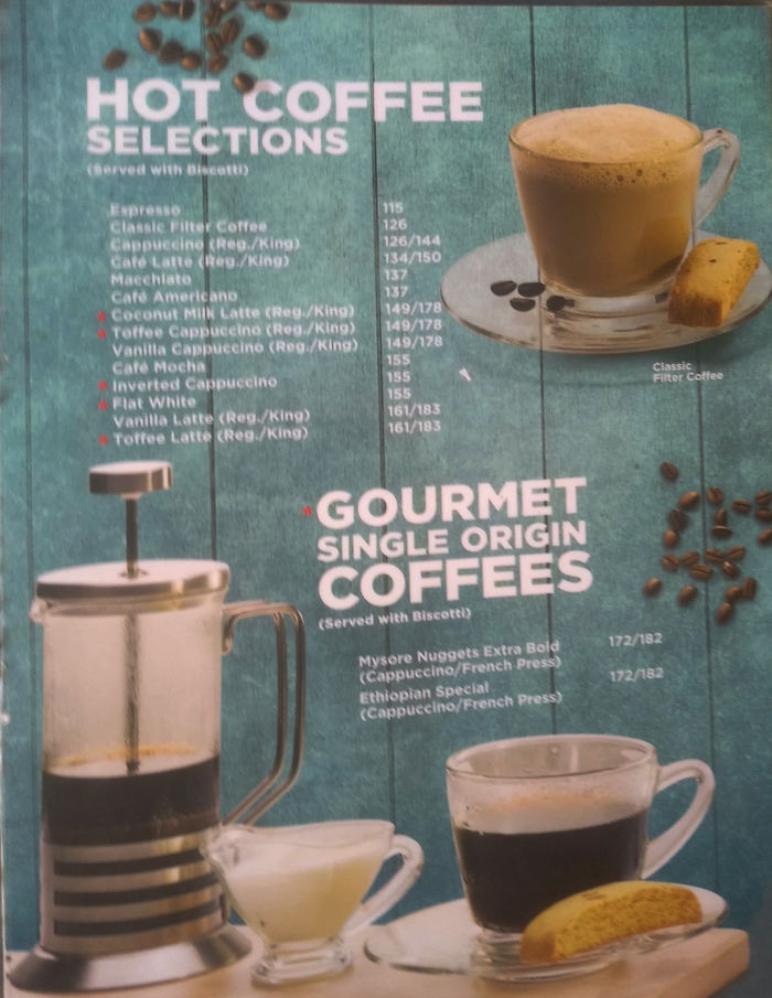Cafe Coffee Day Menu and Price List for Parel, Mumbai