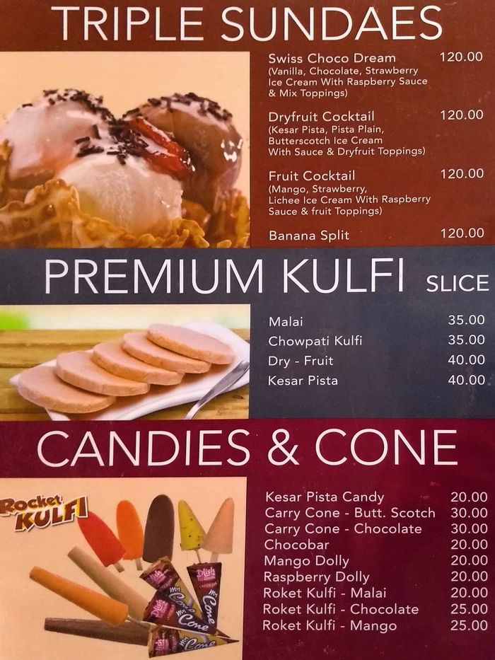 Prabhu Ice Cream Menu and Price List for Mulund East, Mumbai