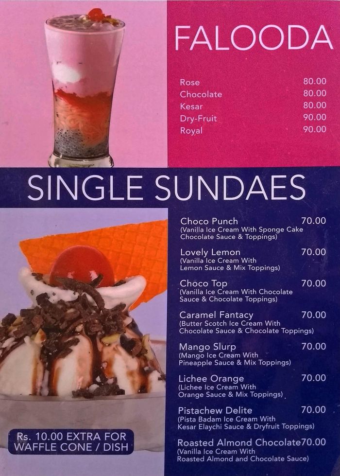 Prabhu Ice Cream Menu and Price List for Mulund East, Mumbai