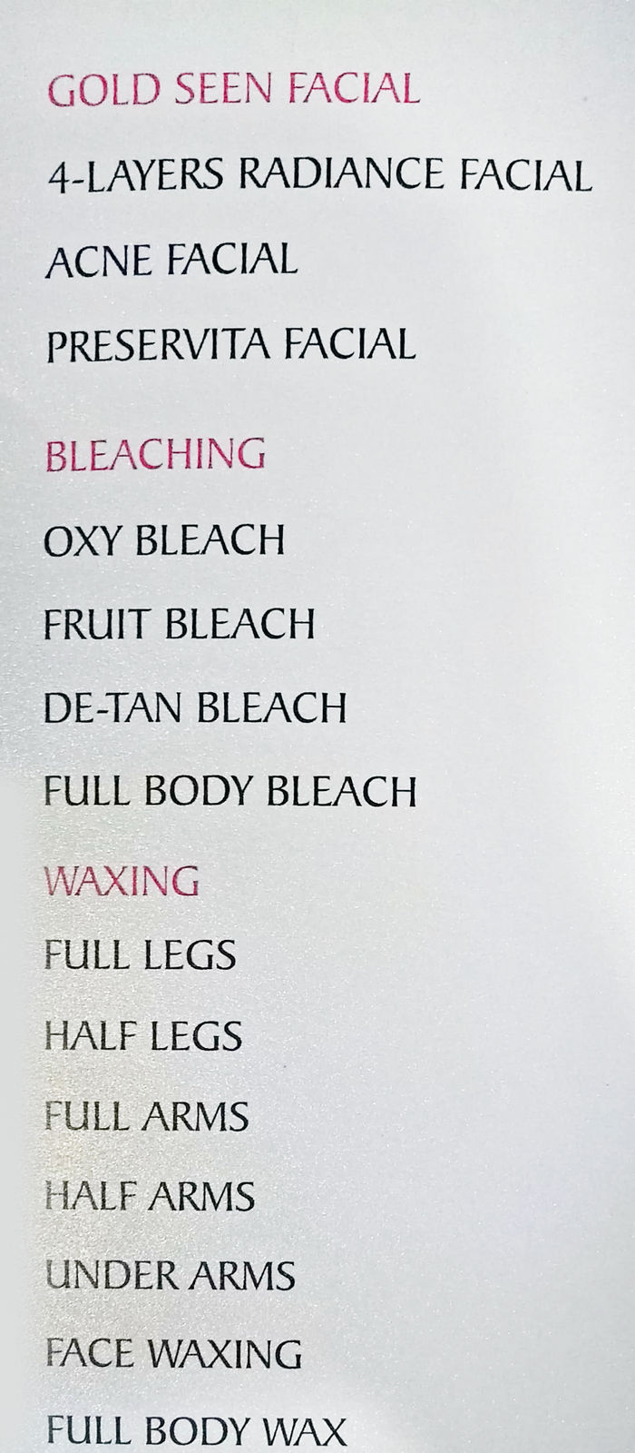 menu