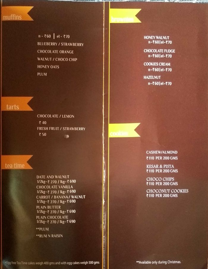 Hangout Cakes & More Menu and Price List for Mulund West, Mumbai