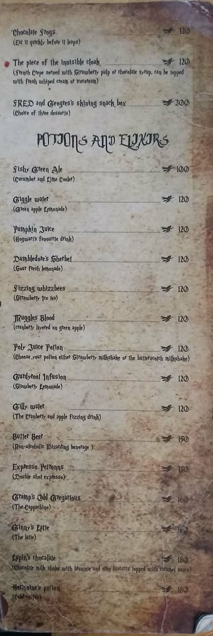 menu