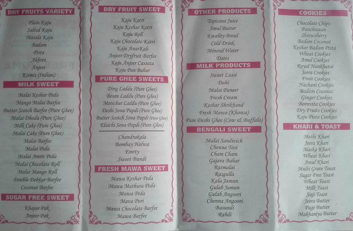 menu