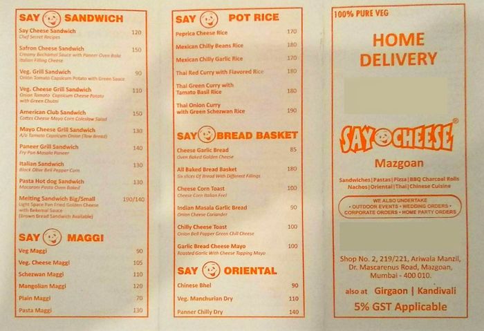 Say Cheese Menu And Price List For Byculla Mumbai Nearbuy Com