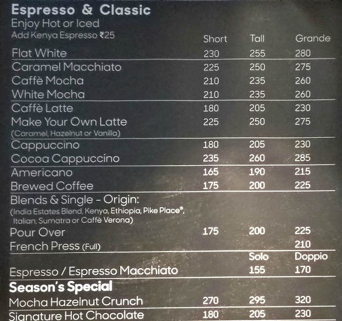 menu