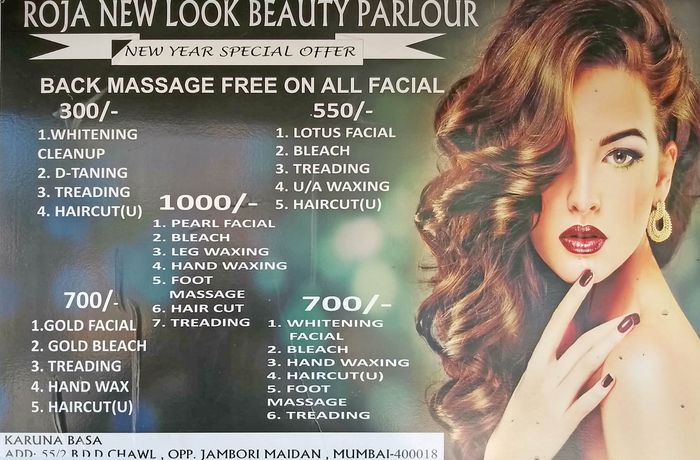 New Look Ladies Beauty Parlour Menu and Price List for Worli, Mumbai |  