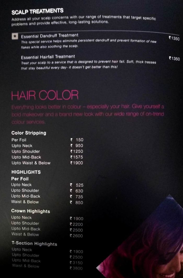 Lakme Salon Menu and Price List for HSR Layout, Bengaluru