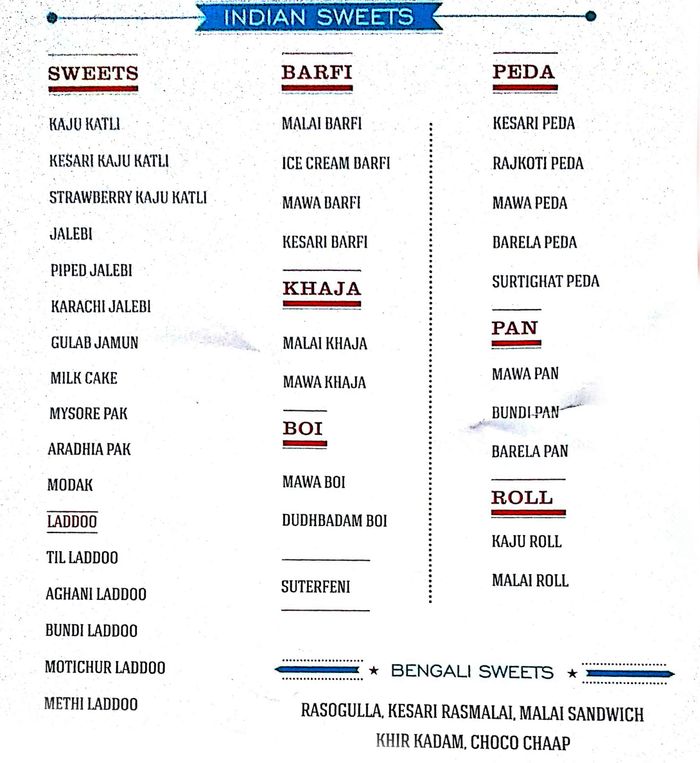 Parsi Dairy Farm Menu and Price List for Kalbadevi, Mumbai
