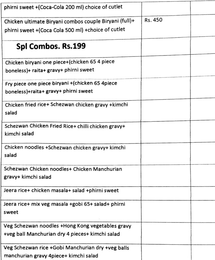 menu