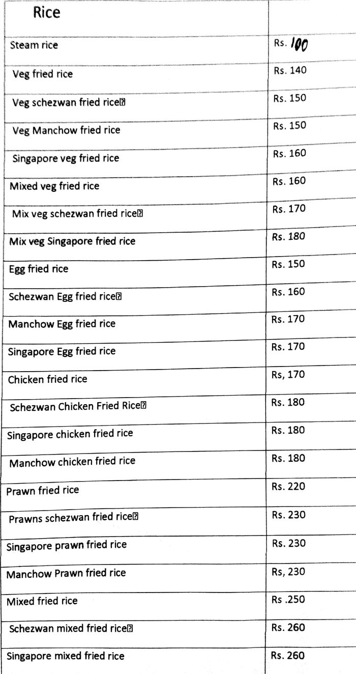 menu