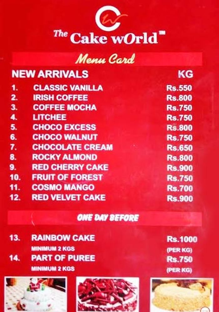 The Cake World Menu, Kandanchavadi, Chennai- Updated 2023 - Food Menu Card  - Justdial