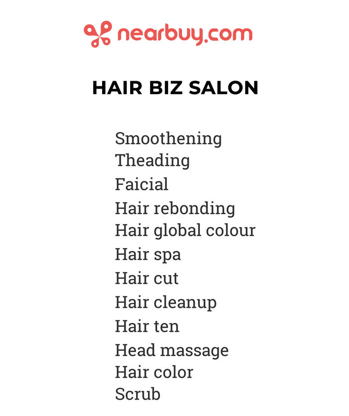 Hair Biz Salon Menu and Price List for Hindan Barrage Colony, Ghaziabad |  