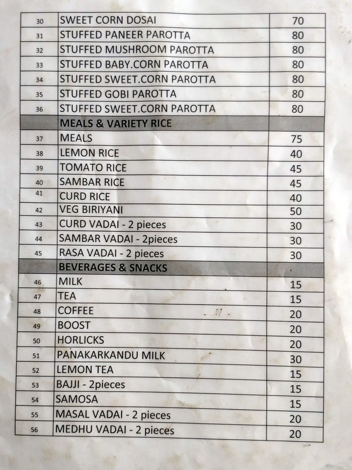 menu