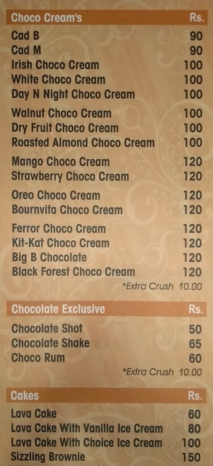 Meridian Ice Cream Menu and Price List for Matunga West, Mumbai ...