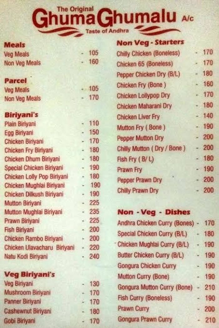 menu