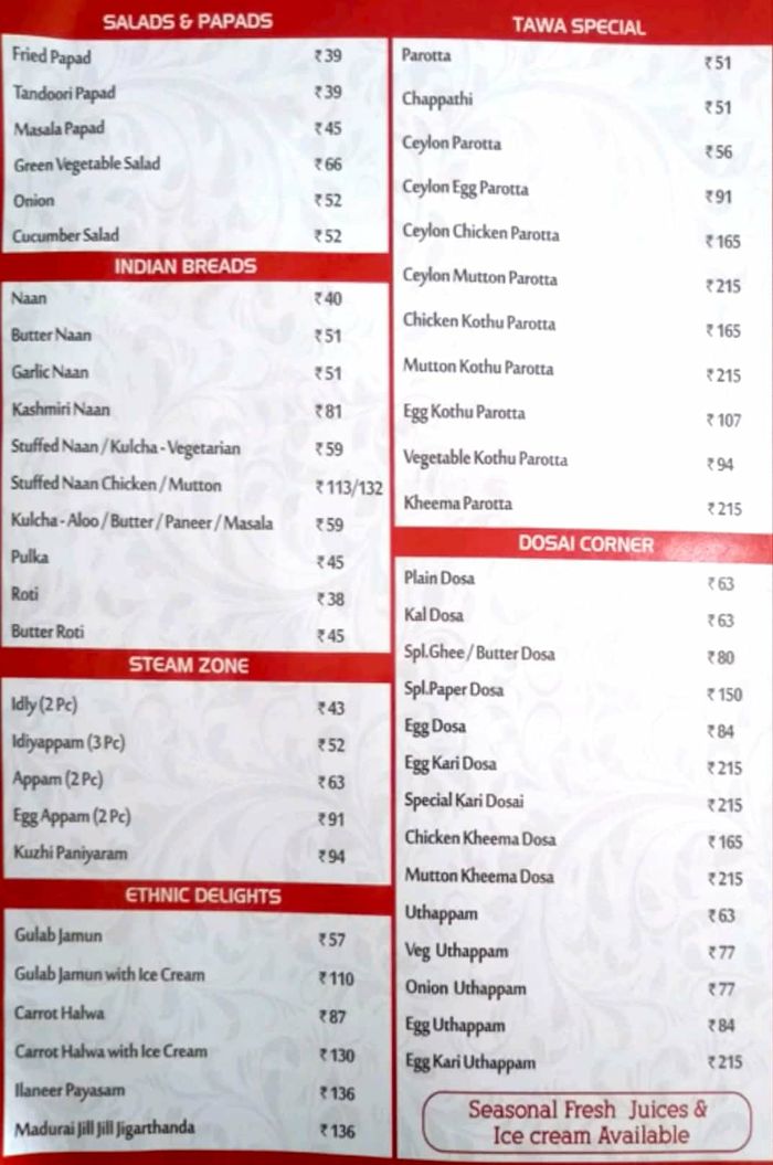 menu