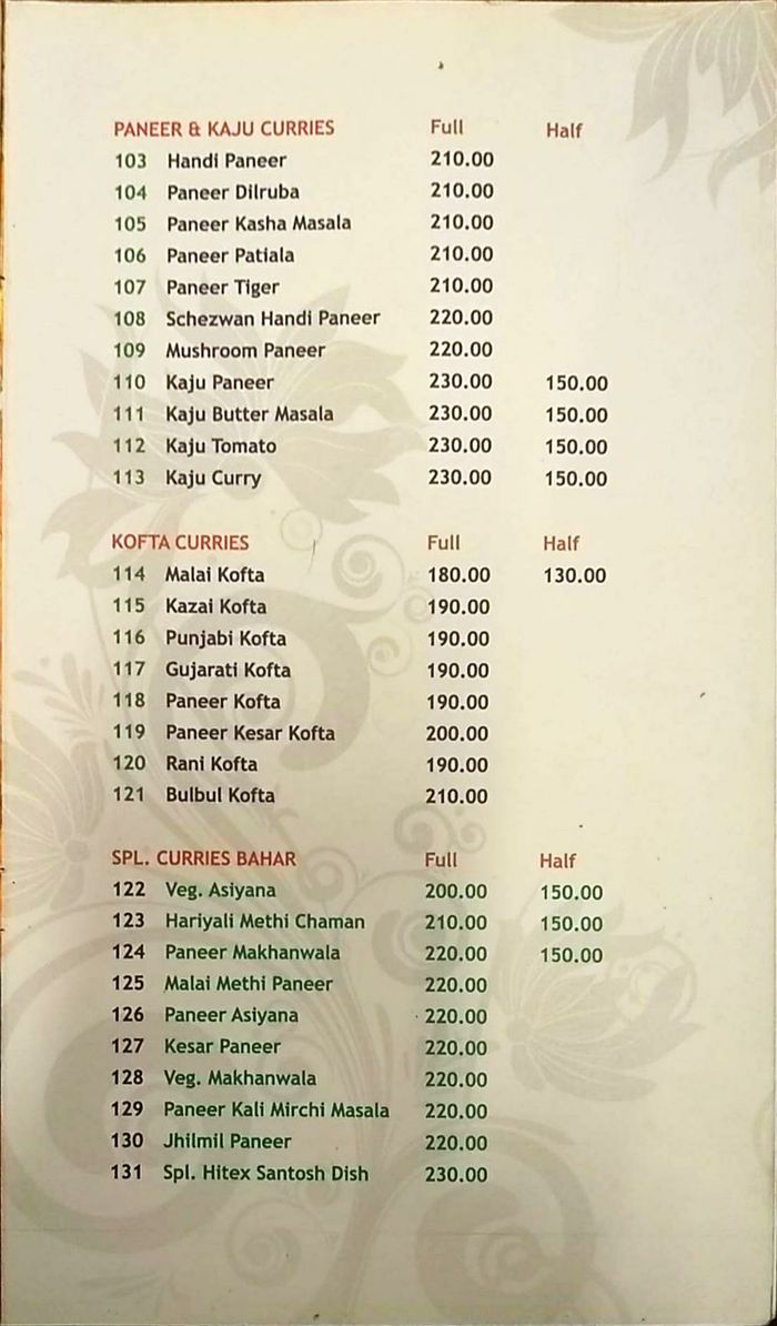 menu