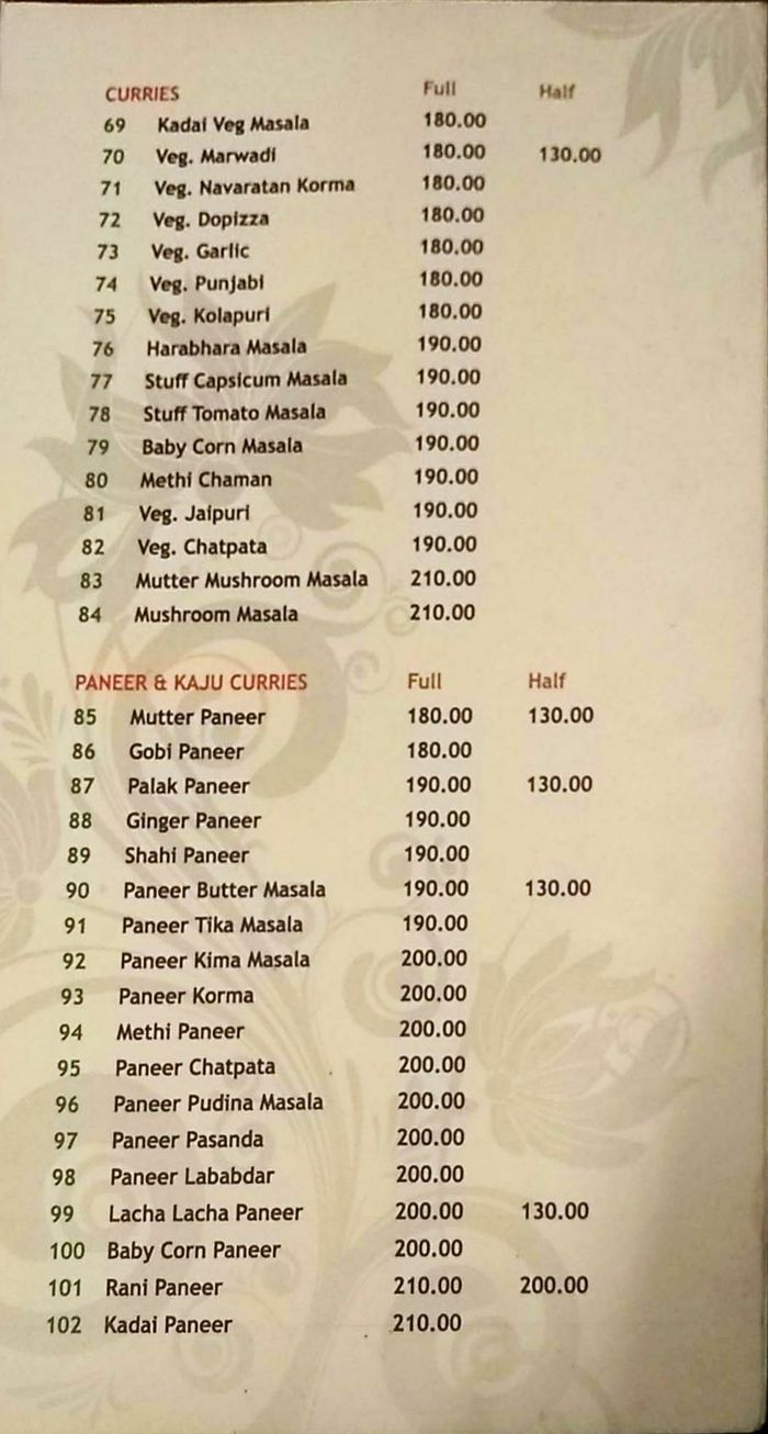 menu
