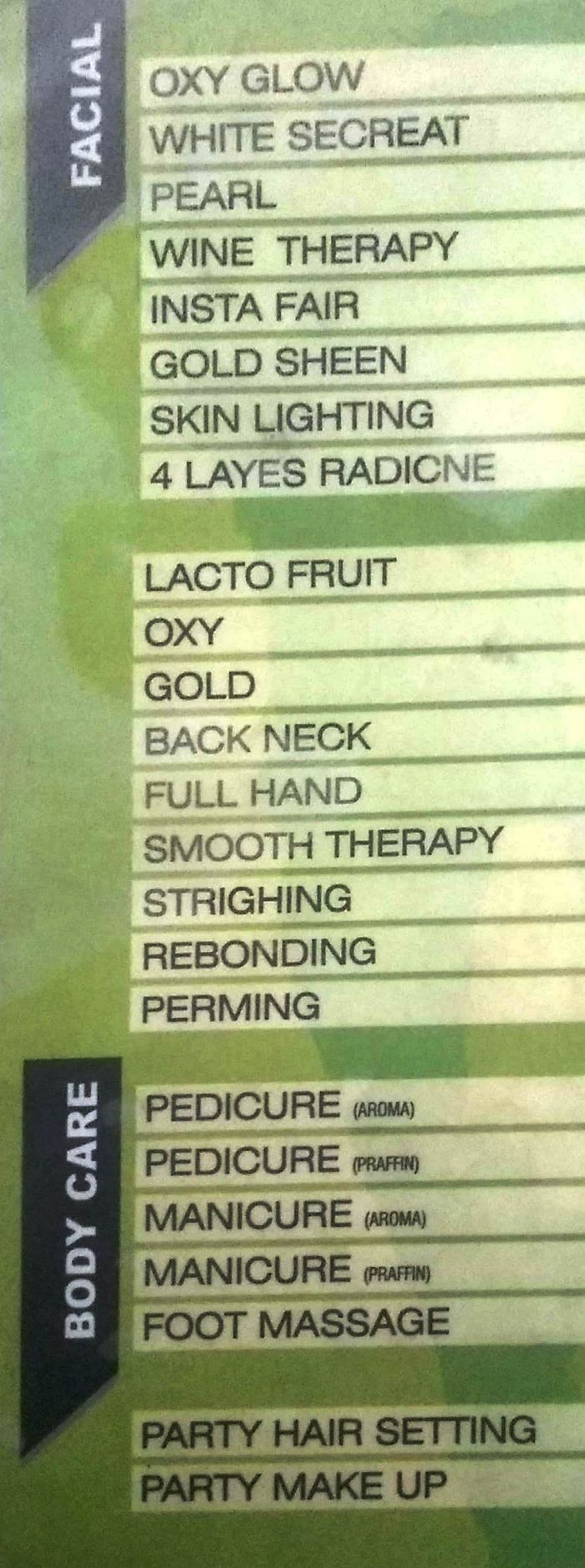 menu