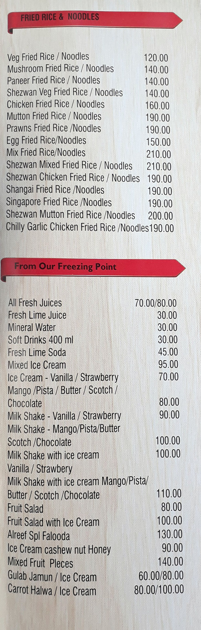 menu