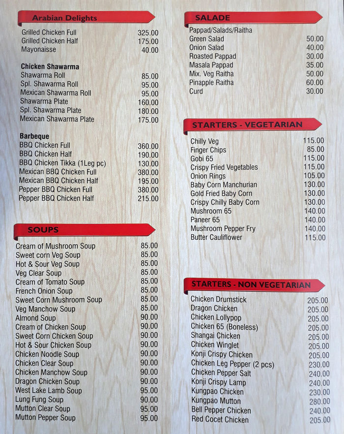 menu