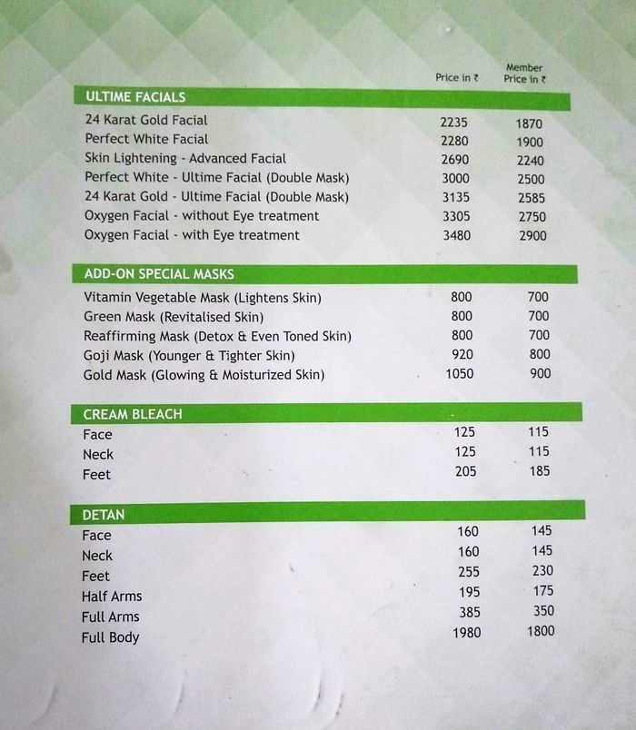 green trends Menu and Price List for Thiruvanmiyur, Chennai 