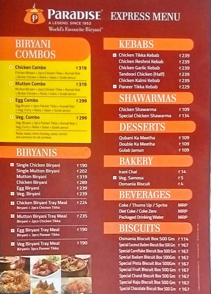menu