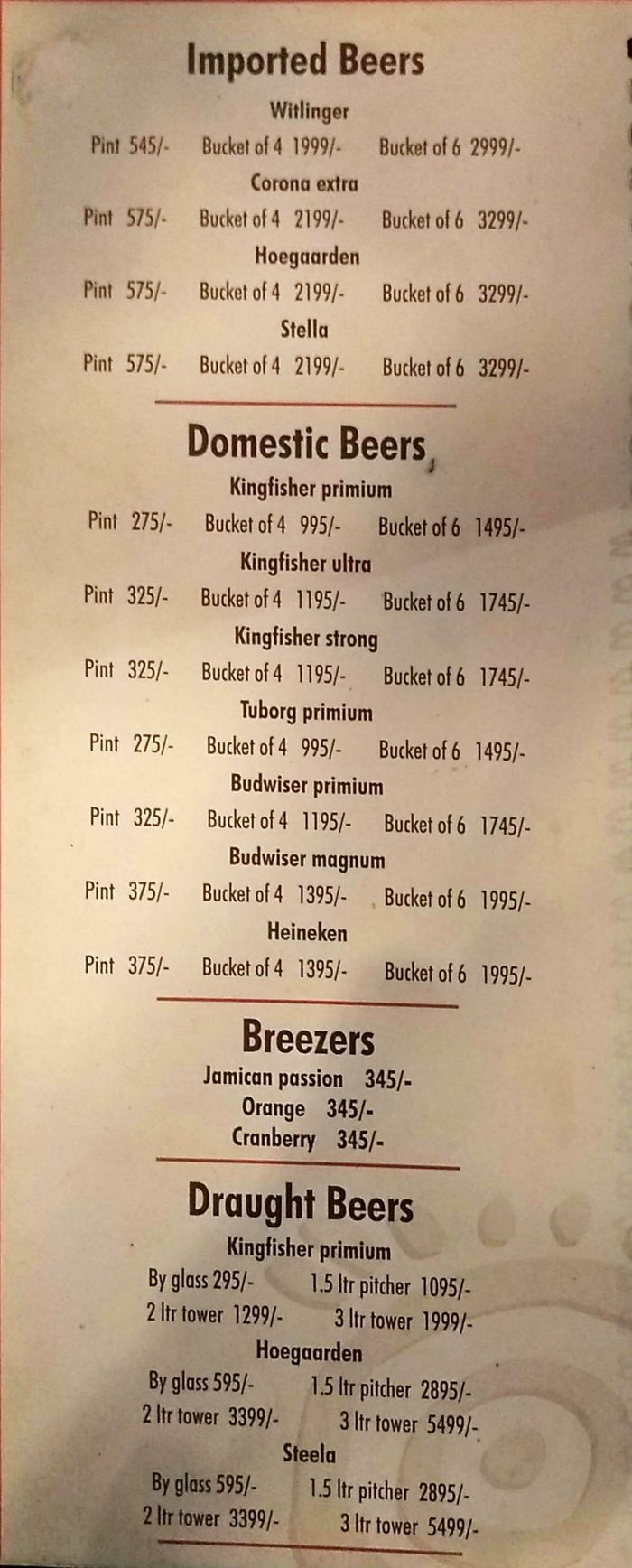 menu