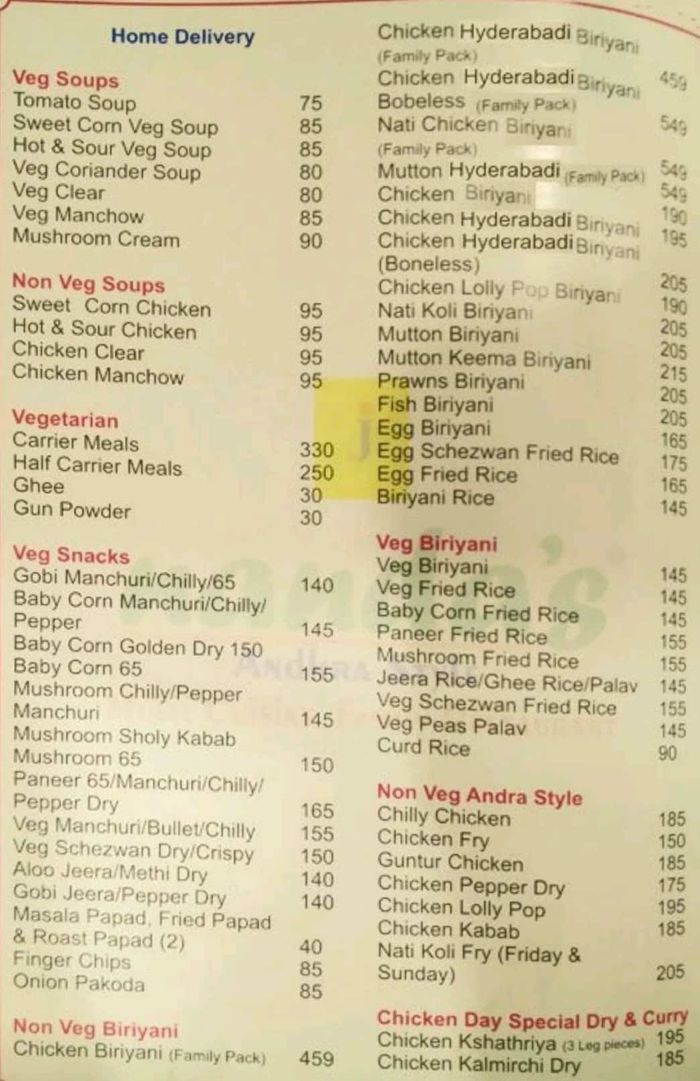 menu