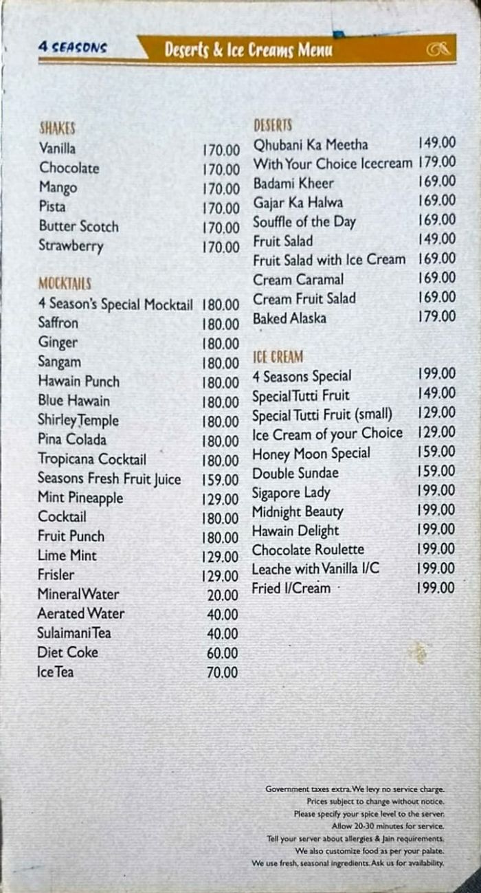 menu