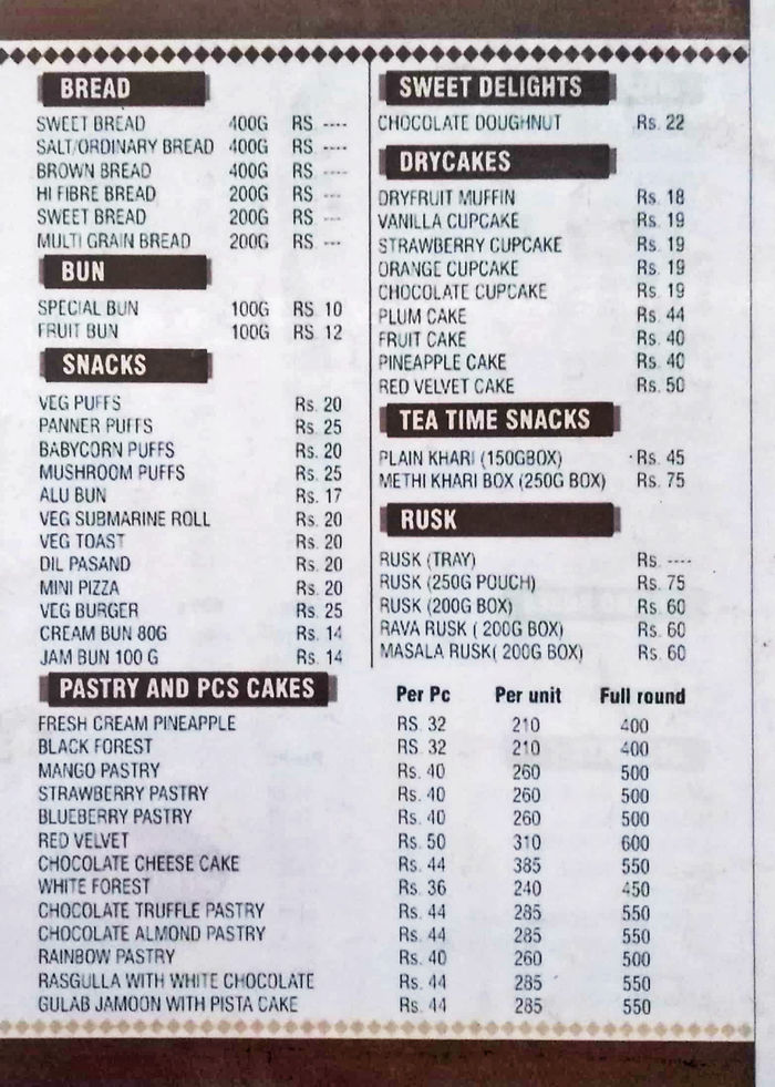 Kanti Sweets Menu and Price List for Jakkuru Aerodrome Area, Bengaluru ...