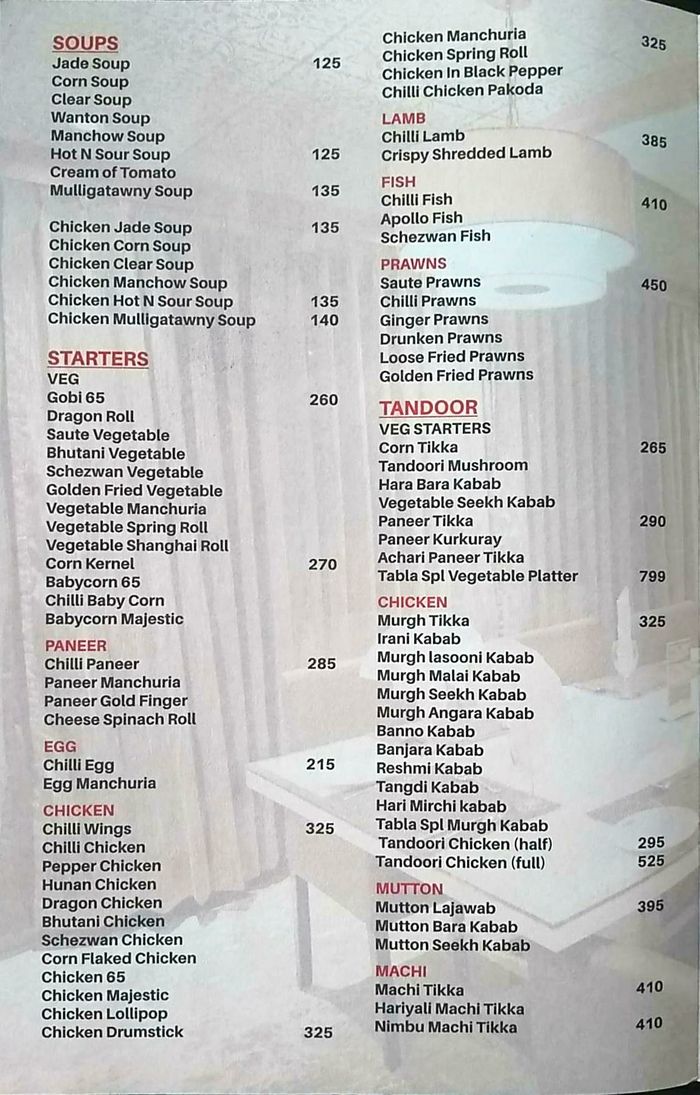 menu
