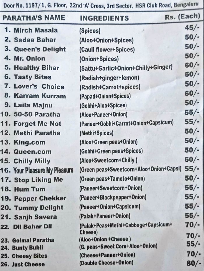 menu