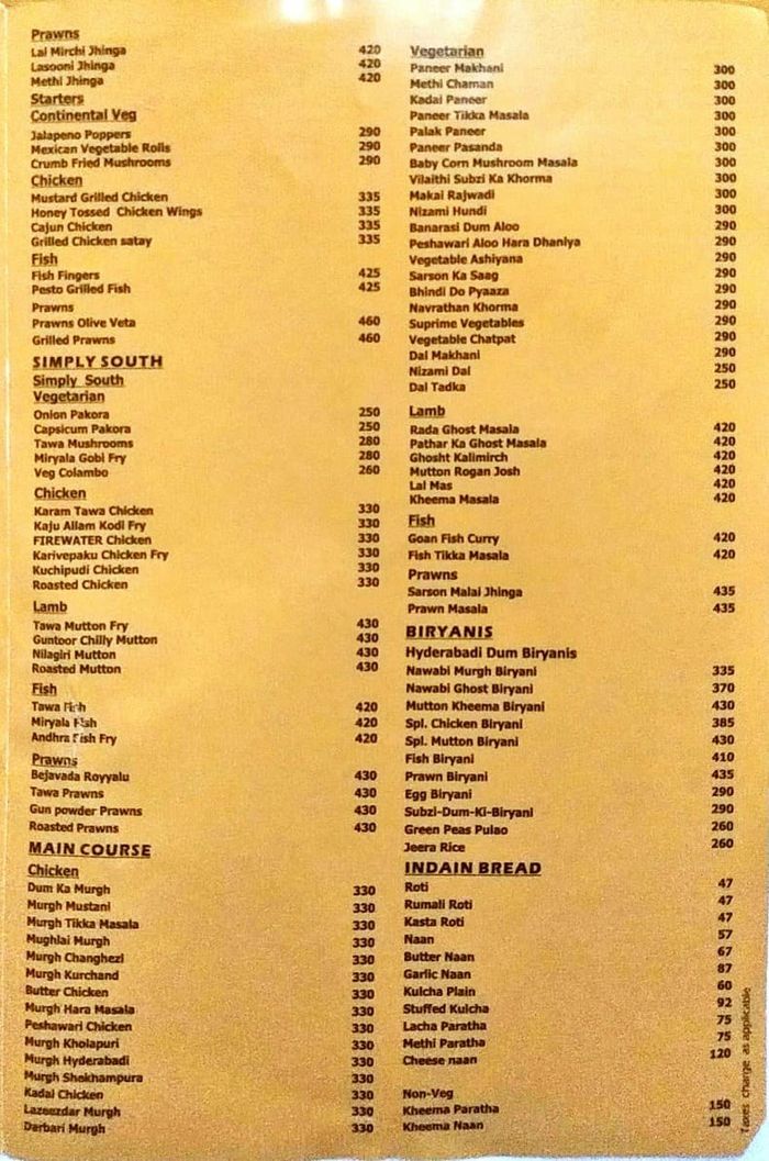 menu