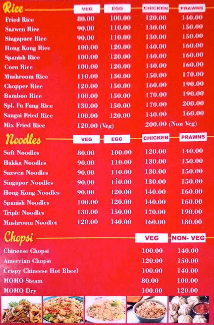 Fu Fung Chinese Restaurant Menu And Price List For Vanasthalipuram Hyderabad Nearbuy Com