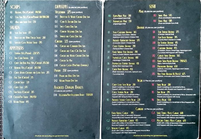 menu
