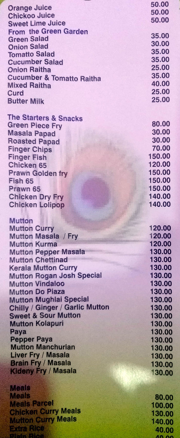 menu