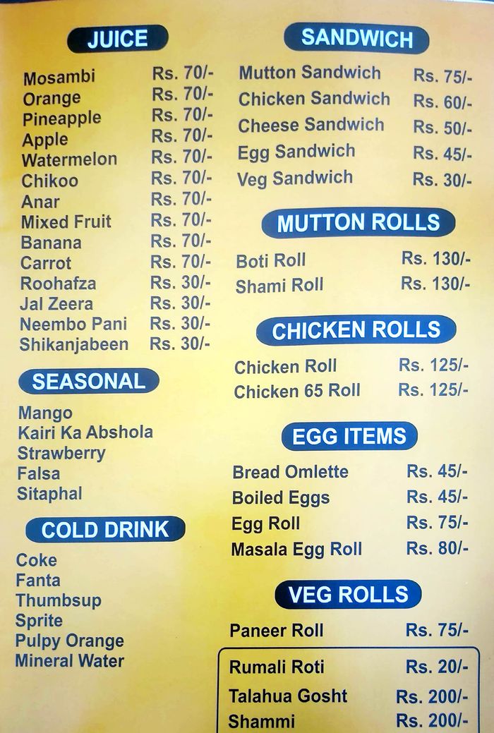menu